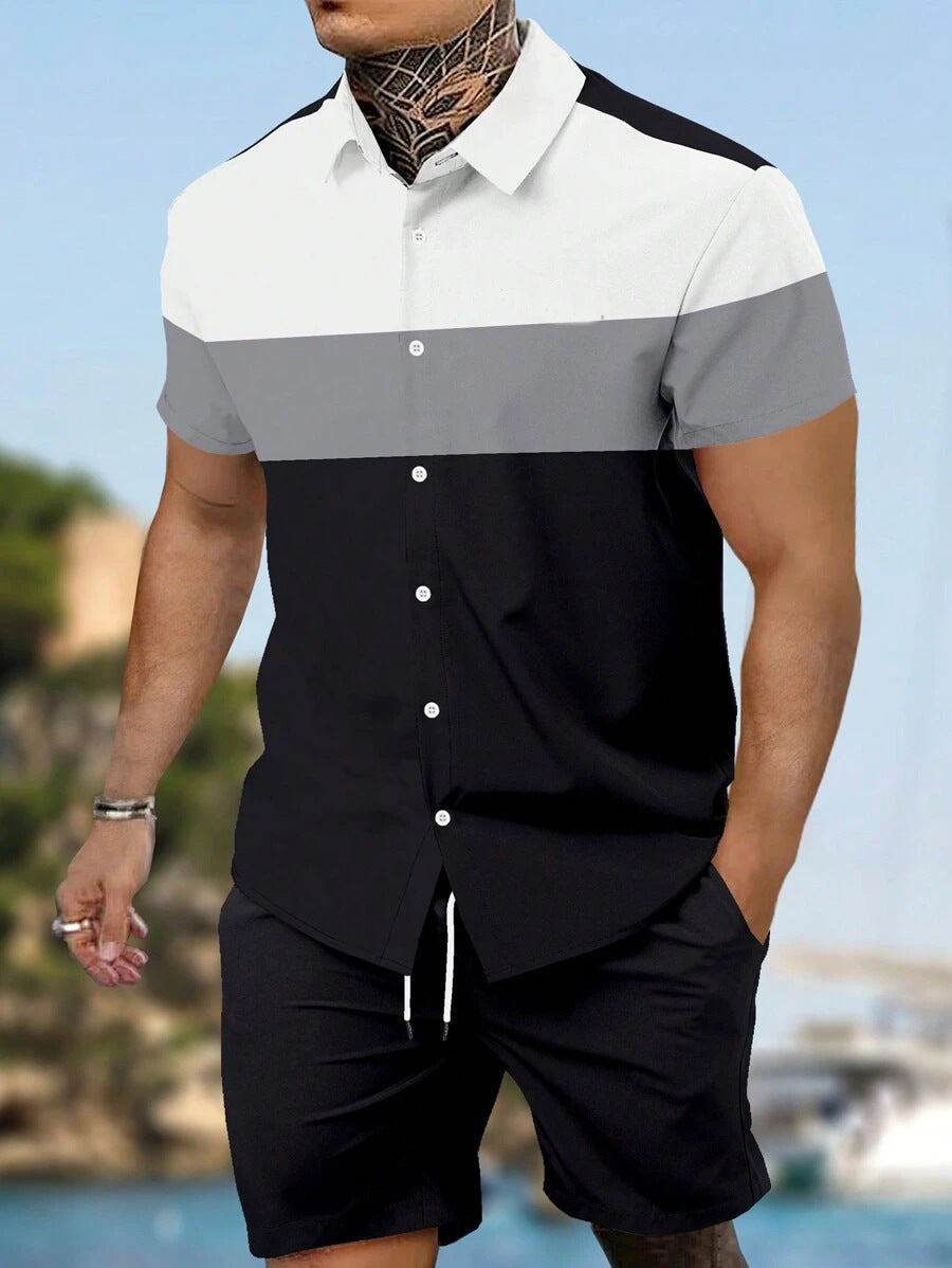 Men's Loose Casual Geometric Short Shirt