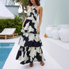 Sexy Print Cake Dress Lace-up Long Dress