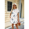 Loose Round Neck Short Sleeve Printed Dress