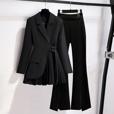 Graceful Suit Jacket Fat Girl Casual Pants Two-piece Set