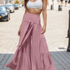 Women's Fashion Tie Elastic Waist Pleated Wide-leg Pants