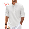 Men's Casual Shirt  Long Sleeve Stand Collar Solid Color Shirt Mens Clothing