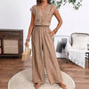 Women's V-neck Buttons Patch Pocket Jumpsuit