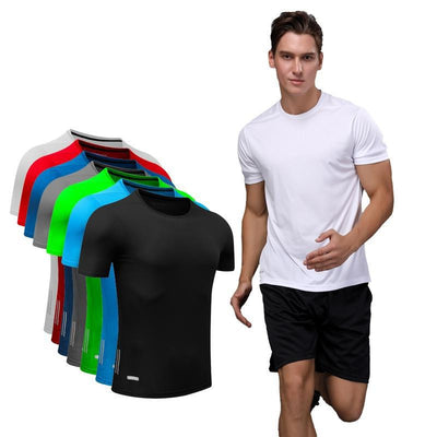 Men Quick Dry T Shirt Running Slim Fit Top Tees Solid Shirts