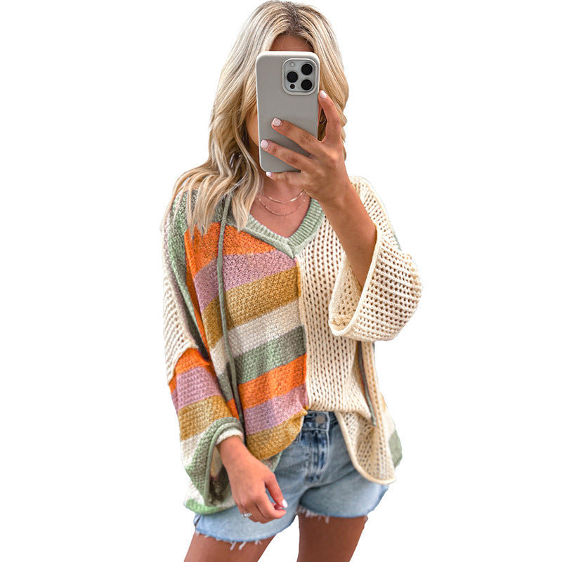 Summer New Pullover V-neck Sweater Women's Casual All-matching