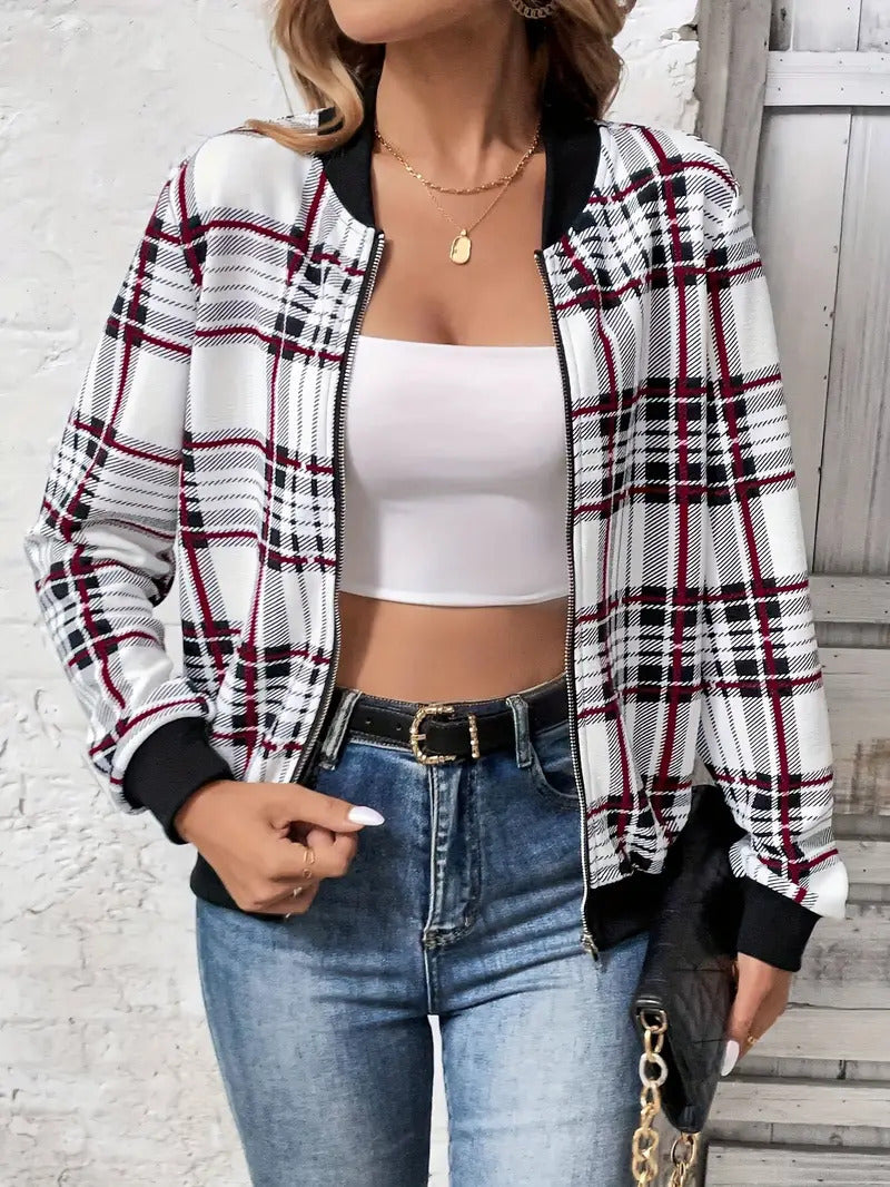 Fashionable All-matching Women's Retro Plaid Coat