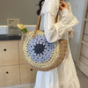 Color Crochet Round One Shoulder Straw Bag