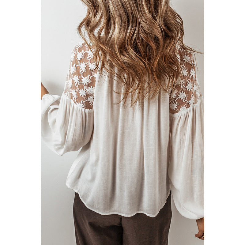 Autumn New Solid Color And V-neck Long Sleeve Pullover