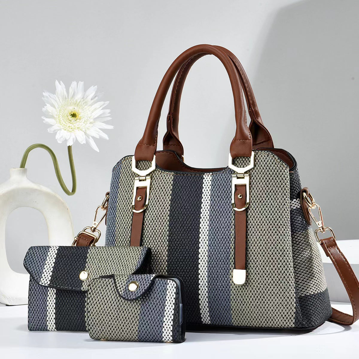 Crossbody Large Capacity New Son And Mother Canvas Contrast Color Handbags