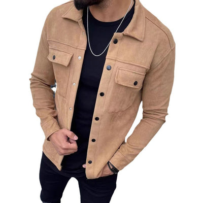 Solid Color Men's Coat Suede Fabric Jacket Coat