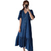 Casual Lotus Cloth Short Sleeve Denim Dress