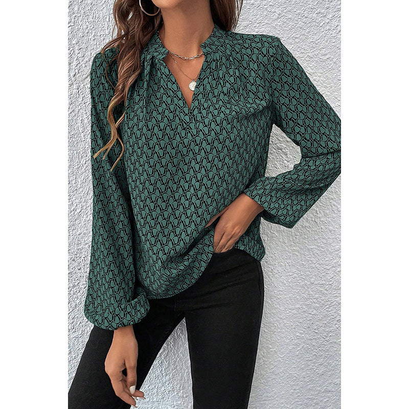 Autumn New Pullover V-neck Long Sleeve Top Women