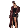 Elegant Retro Wine Red Jacket Trench Coat Women