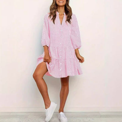 Fashion Simple Loose Plaid Dress Women