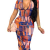 Printed Women's Zipper Open Chest Dress