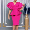 Ruffled Solid Color Sheath Banquet Dress