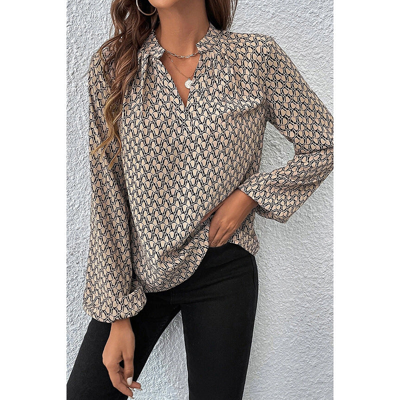 Autumn New Pullover V-neck Long Sleeve Top Women