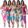 Plus Size Women's Printed Summer Short Sleeve Trousers