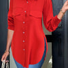 Sweet Polyester Cardigan Polo Collar Shirt