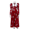 Vintage Printed Large Swing Dress Temperament Waist-controlled Slim Fit Long Dress