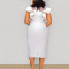 Plus Size Ruffled Sleeves High Waist Temperament Mid-length Dress