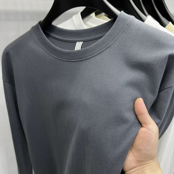 Long-staple Cotton Round Neck Extended Off-shoulder Bottoming Shirt For Men