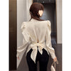 French Style Bow Satin Shirt For Women