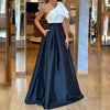 Women's Summer New Off-shoulder Elegant Solid Color Slit Dress