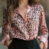 High Elastic Satin Printed Leopard Print Spring And Autumn Leisure Loose Shirt