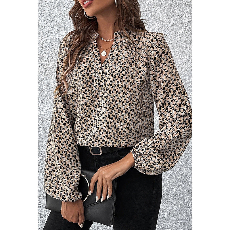 Autumn New Pullover V-neck Long Sleeve Top Women