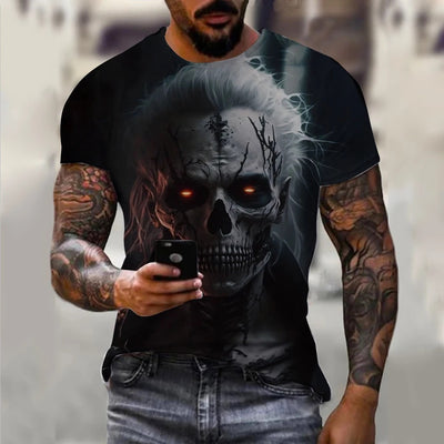 Men's 3D Printing Digital Crew Neck T-shirt Short Sleeves Top