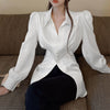 French Style Bow Satin Shirt For Women