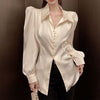 French Style Bow Satin Shirt For Women