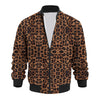 Autumn Vintage Leopard Print Pattern Men's Zipper Jacket Fleece-lined Long Sleeve Coat