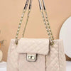 Women's Solid Color Simple Embroidery Thread Rhombus Large Capacity Chain Shoulder Messenger Bag