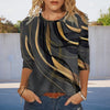 Women's Round Neck Abstract Printed Loose Long Sleeves