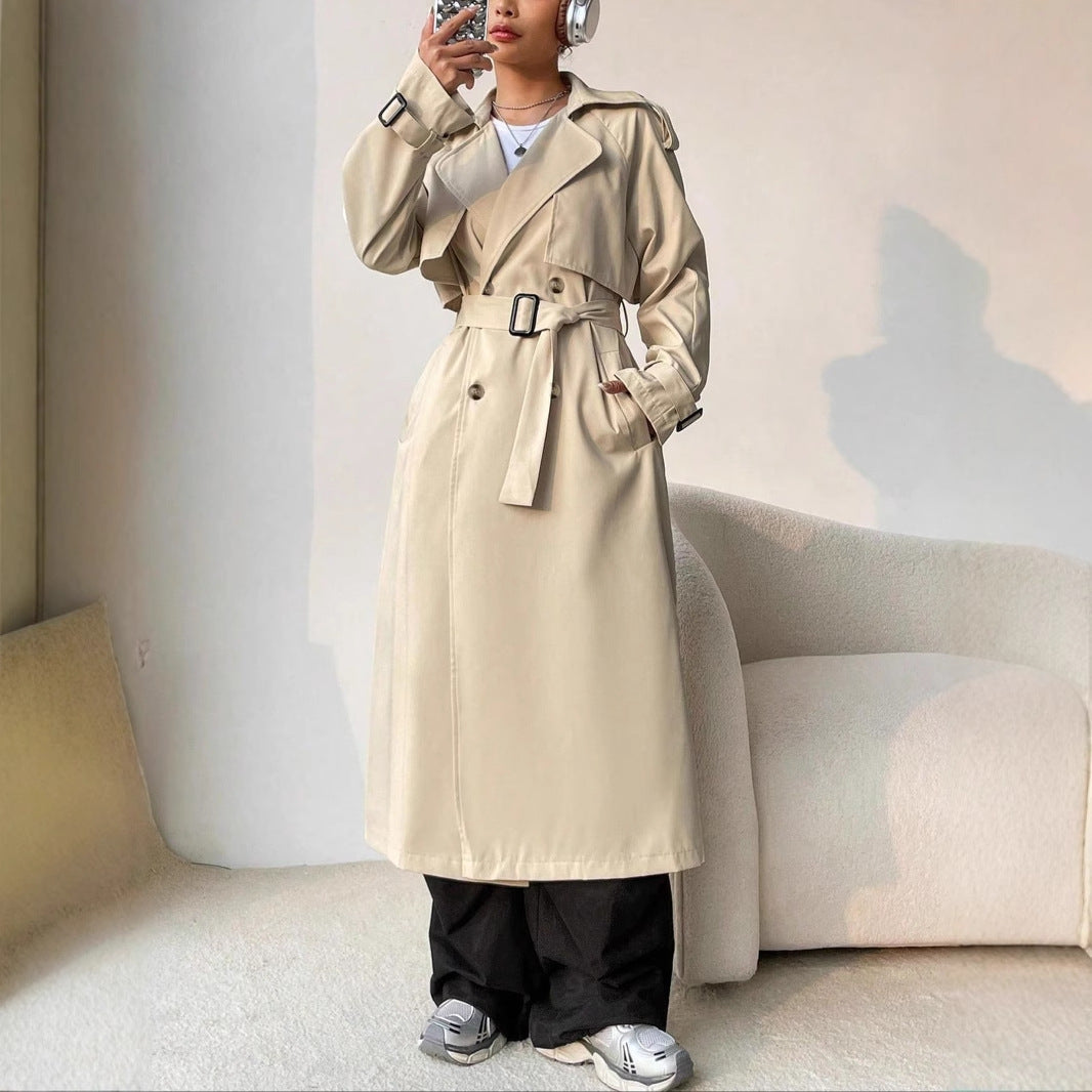 Elegant Long Solid Color Trench Coat