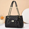 Women's Solid Color Simple Embroidery Thread Rhombus Large Capacity Chain Shoulder Messenger Bag