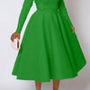 Casual Solid Color Long Sleeve Round Neck Large Swing Dress