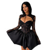 American Retro Autumn And Winter Style Led Lace Long-sleeved Black Dress