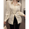 French Style Bow Satin Shirt For Women