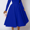 Casual Solid Color Long Sleeve Round Neck Large Swing Dress