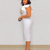 Plus Size Ruffled Sleeves High Waist Temperament Mid-length Dress