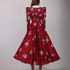 Vintage Printed Large Swing Dress Temperament Waist-controlled Slim Fit Long Dress