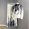 Women's Corrugated Printed Pleated Skirt Suit