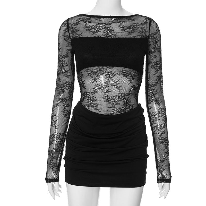 Women's Fashion Personalized Lace Stitching Dress