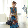 Vintage Print Skirt Two-piece Women's Lace-up Skirt Suit