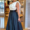 Women's Summer New Off-shoulder Elegant Solid Color Slit Dress