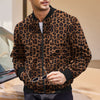 Autumn Vintage Leopard Print Pattern Men's Zipper Jacket Fleece-lined Long Sleeve Coat