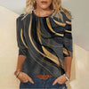 Women's Round Neck Abstract Printed Loose Long Sleeves